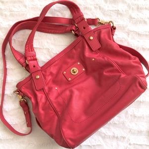 Marc by Marc jacobs totally turn lock coral leather satchel bag